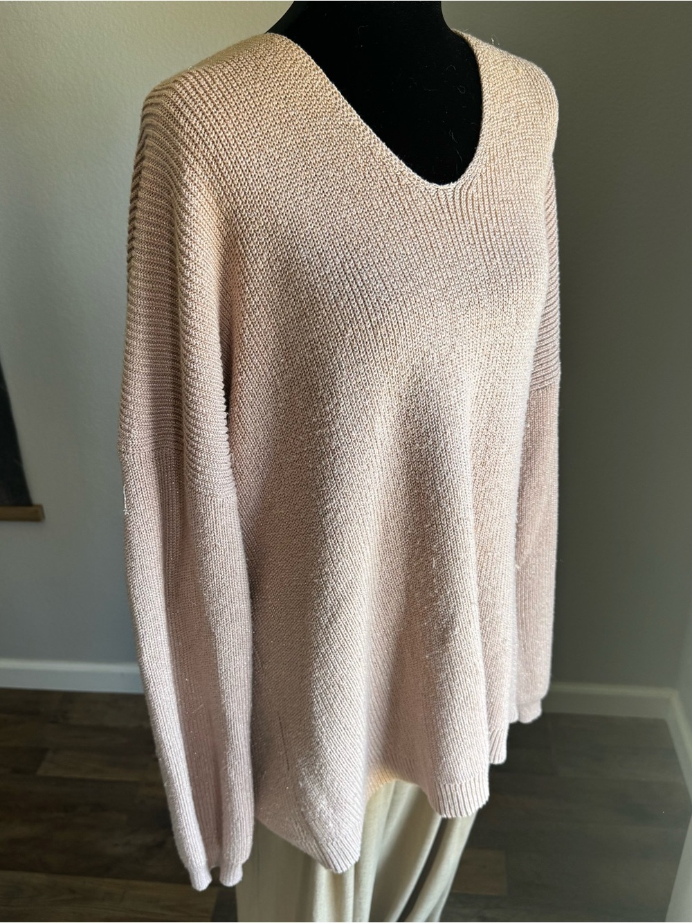 Soma Women's V-Neck Knit Sweater in Blush Pink
